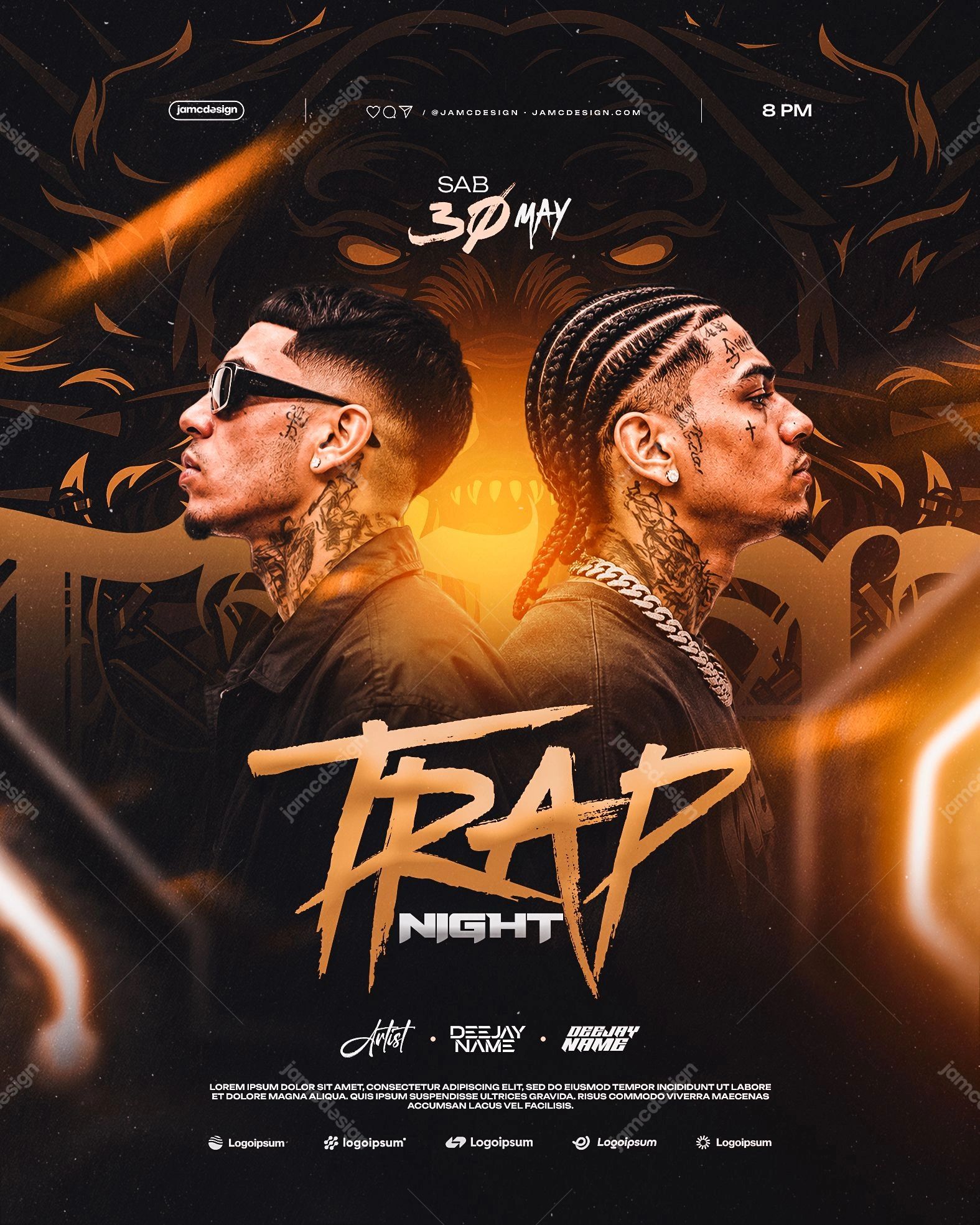 Trap Night Flyer Template PSD Editable