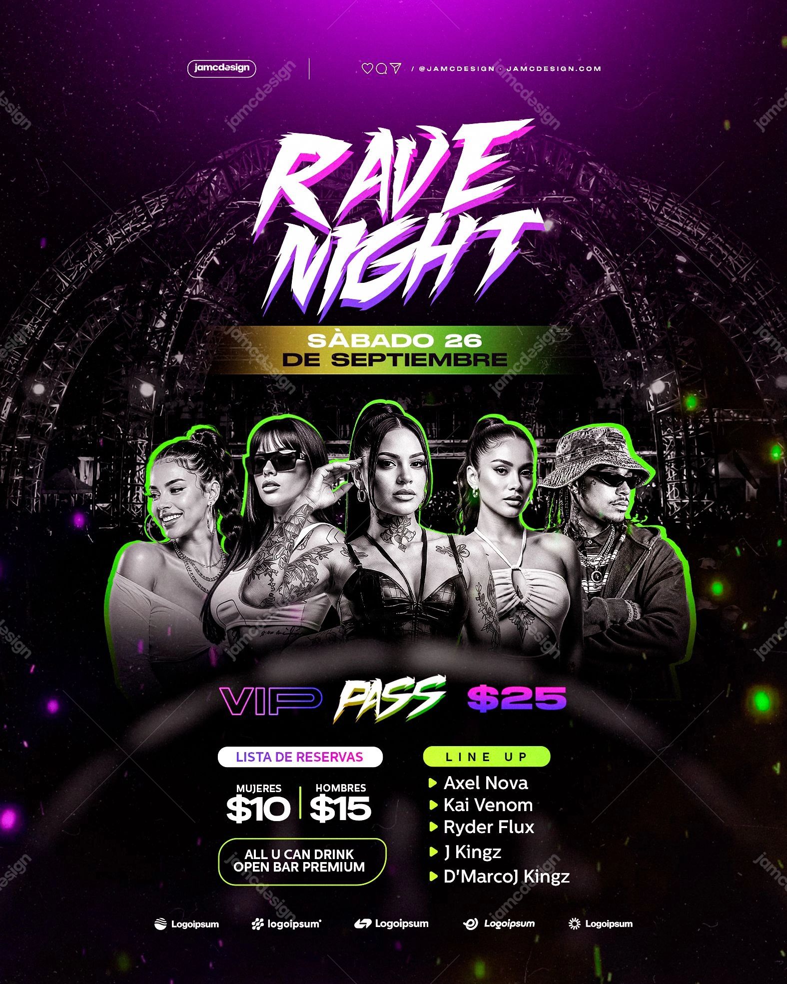 Rave Night Flyer Template PSD Editable