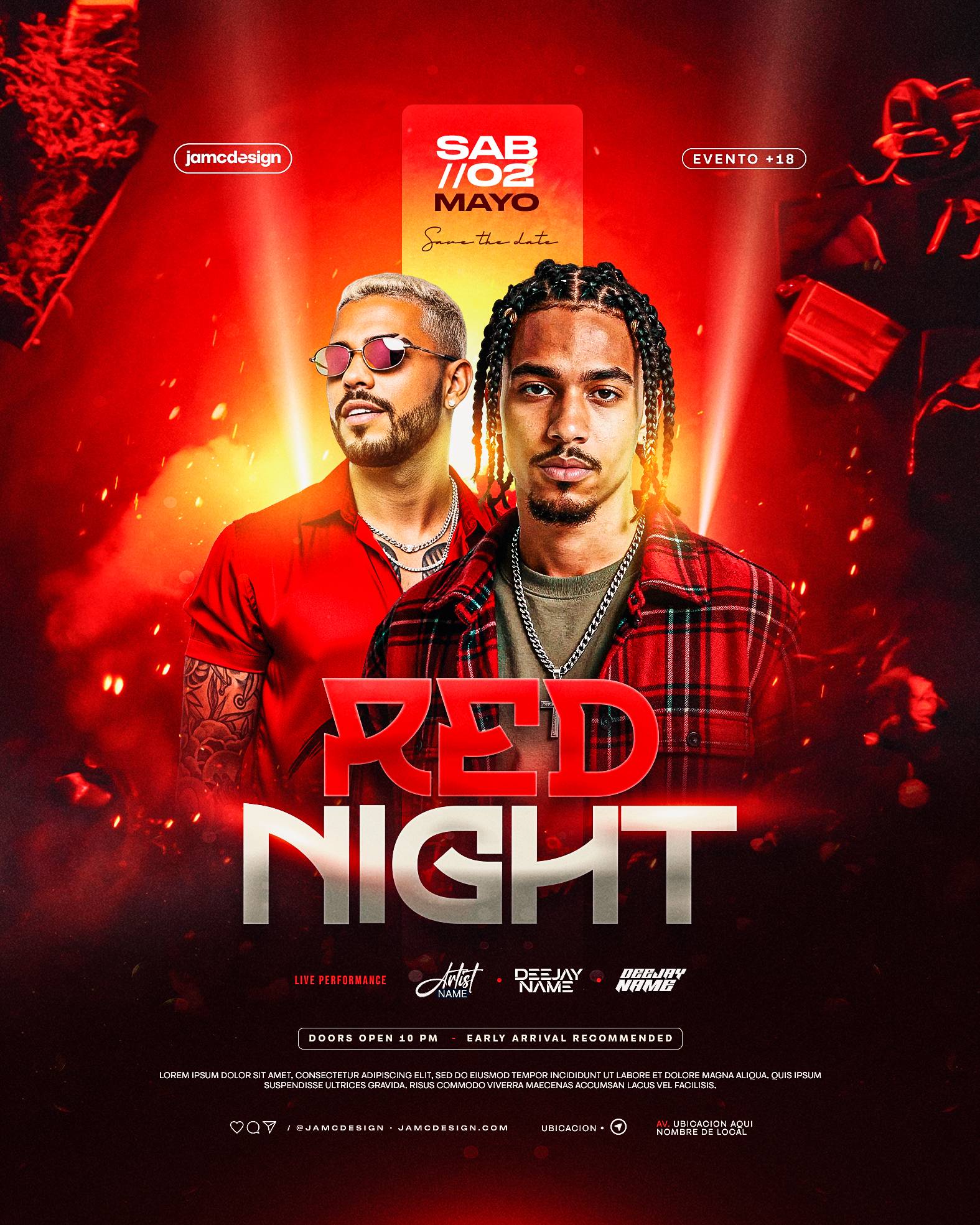 Red Night Flyer Template PSD Editable