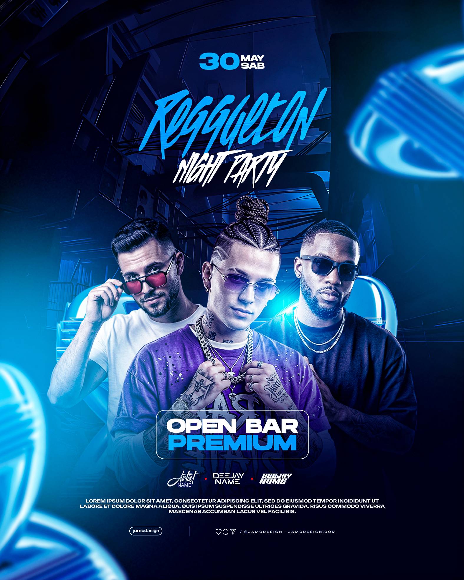 Reggaeton Night Flyer Template PSD Editable