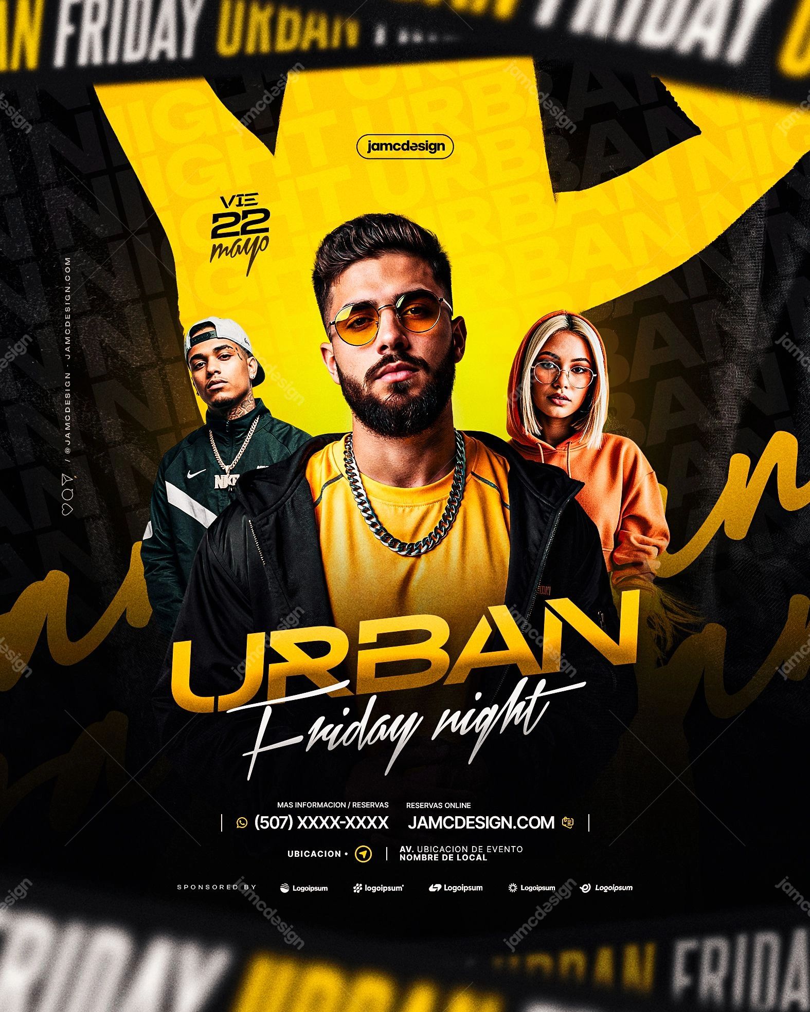 Urban Friday Night Flyer Template PSD Editable
