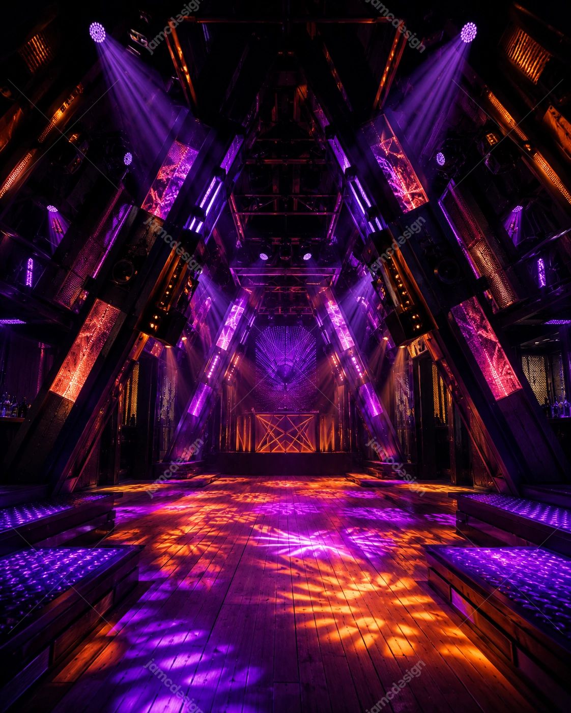Neon Industrial Nightclub Stage Background