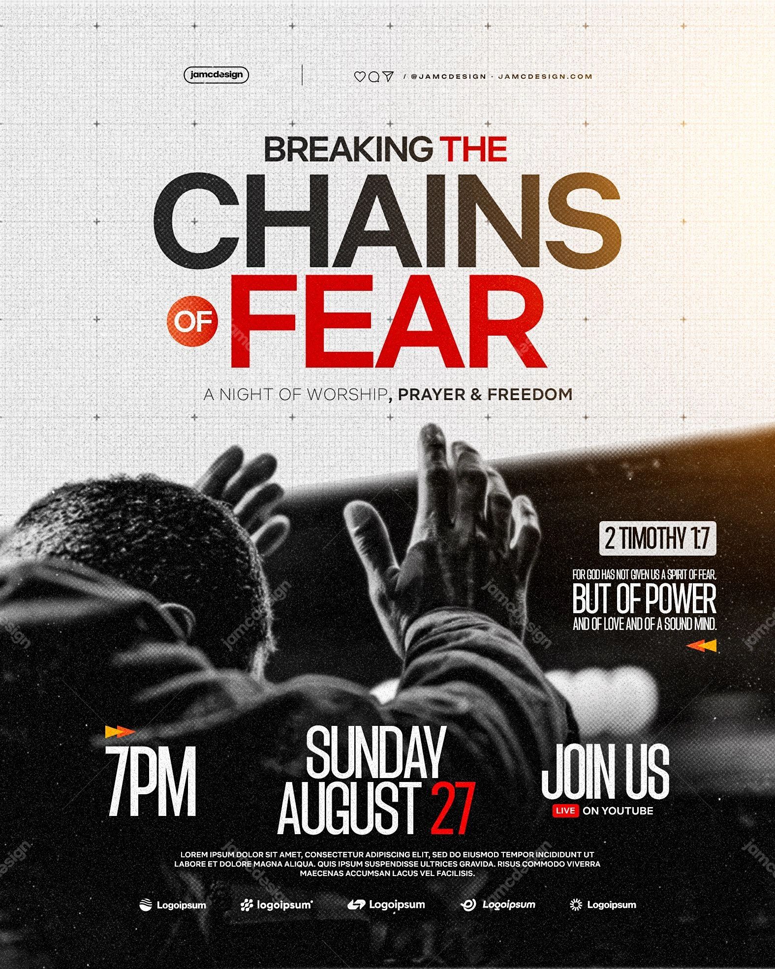 Modern Christian Church Worship Flyer Design Template PSD Editable