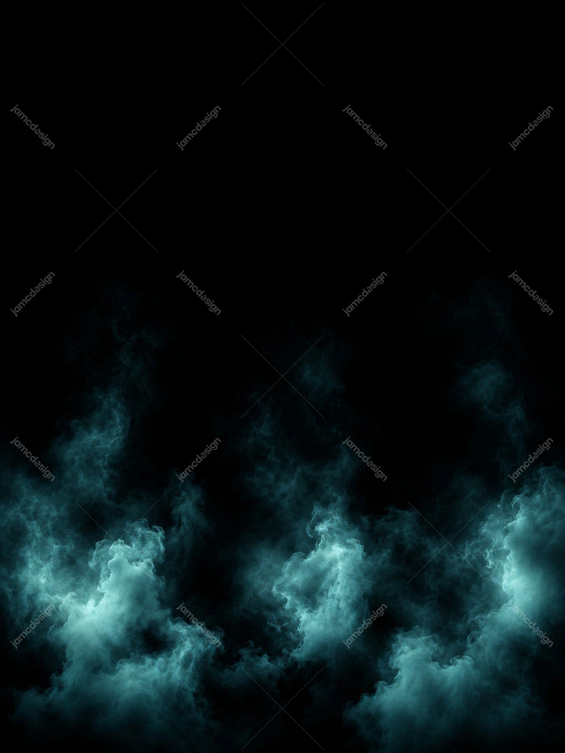 Textura Luminosa Vertical de Fumaça Turquesa em Fundo Abstrato Escuro. Textura de sobreposição em JPG com colunas de fumaça turquesa ondulantes sobre um fundo
