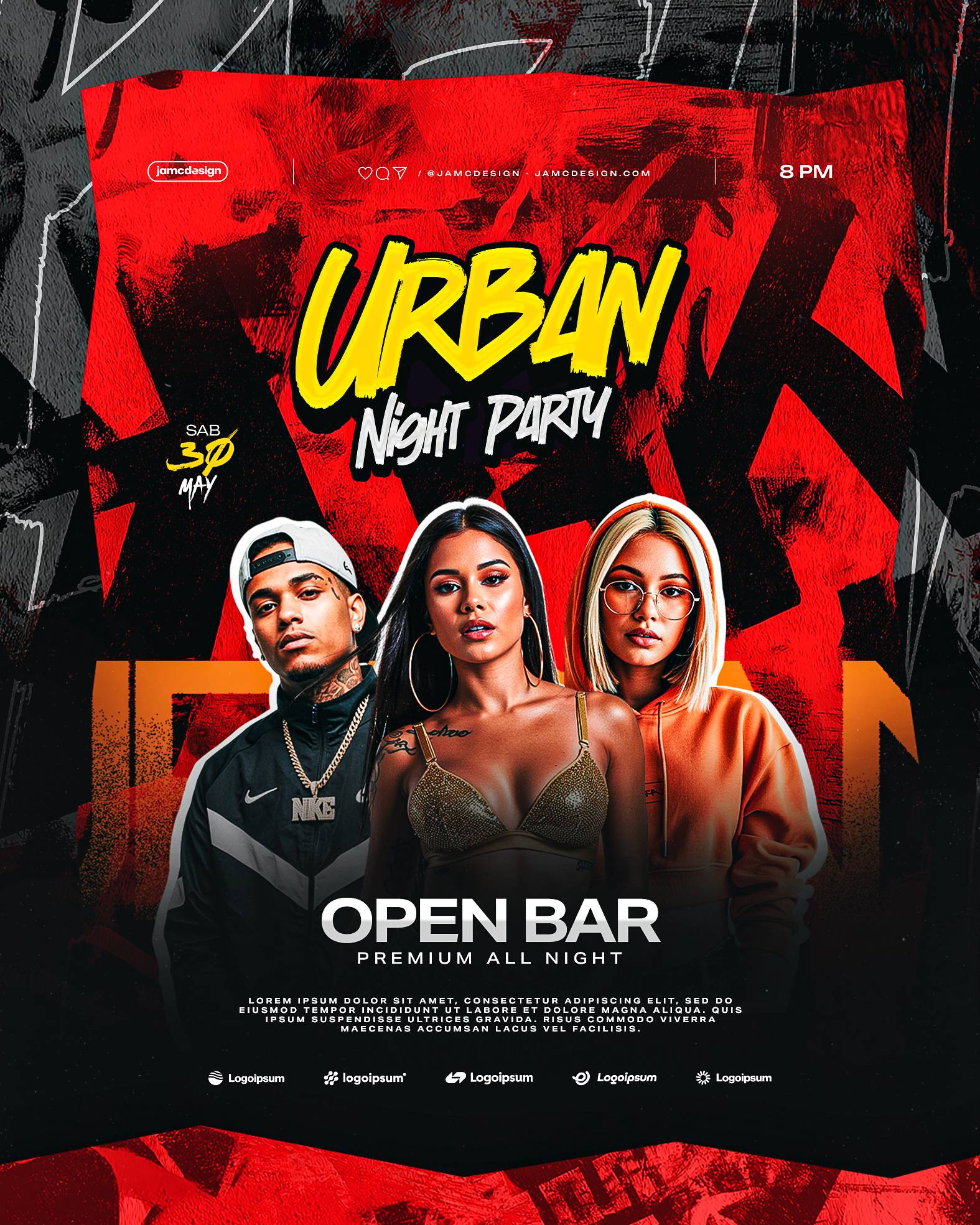 Urban Night Flyer Template PSD Editable