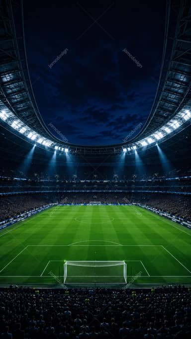 Match de Nuit dans un Stade de Football Moderne Arrière-Plan