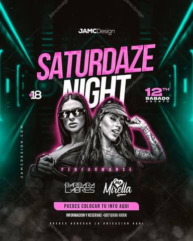 Saturdaze Night Modelo de Flyer PSD