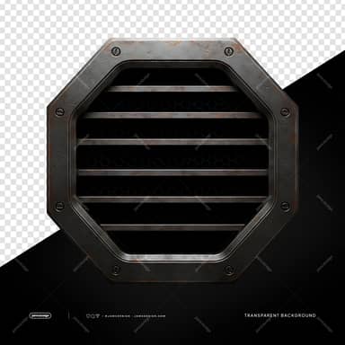 Dark Octagonal Metal Grille Slatted Industrial Frame PNG Transparent