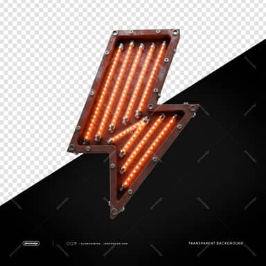 Rusty Orange Glowing Lightning Bolt Transparent Object PNG