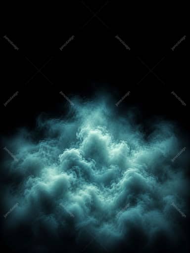 Fundo Abstrato Escuro Vertical de Nuvens Turquesa e Fumaça Ciano Brilhante