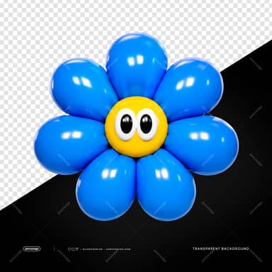 Big Eyed Blue Flower Balloon Isolated