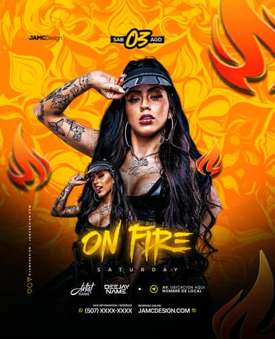 On Fire Party Flyer Template PSD