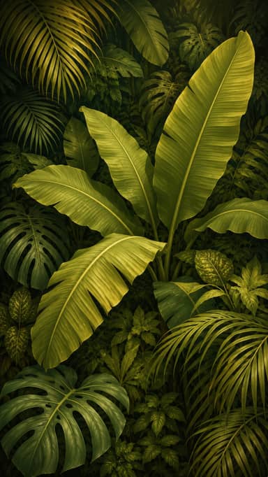 Olive Banana Leaves Tropical Jungle Background