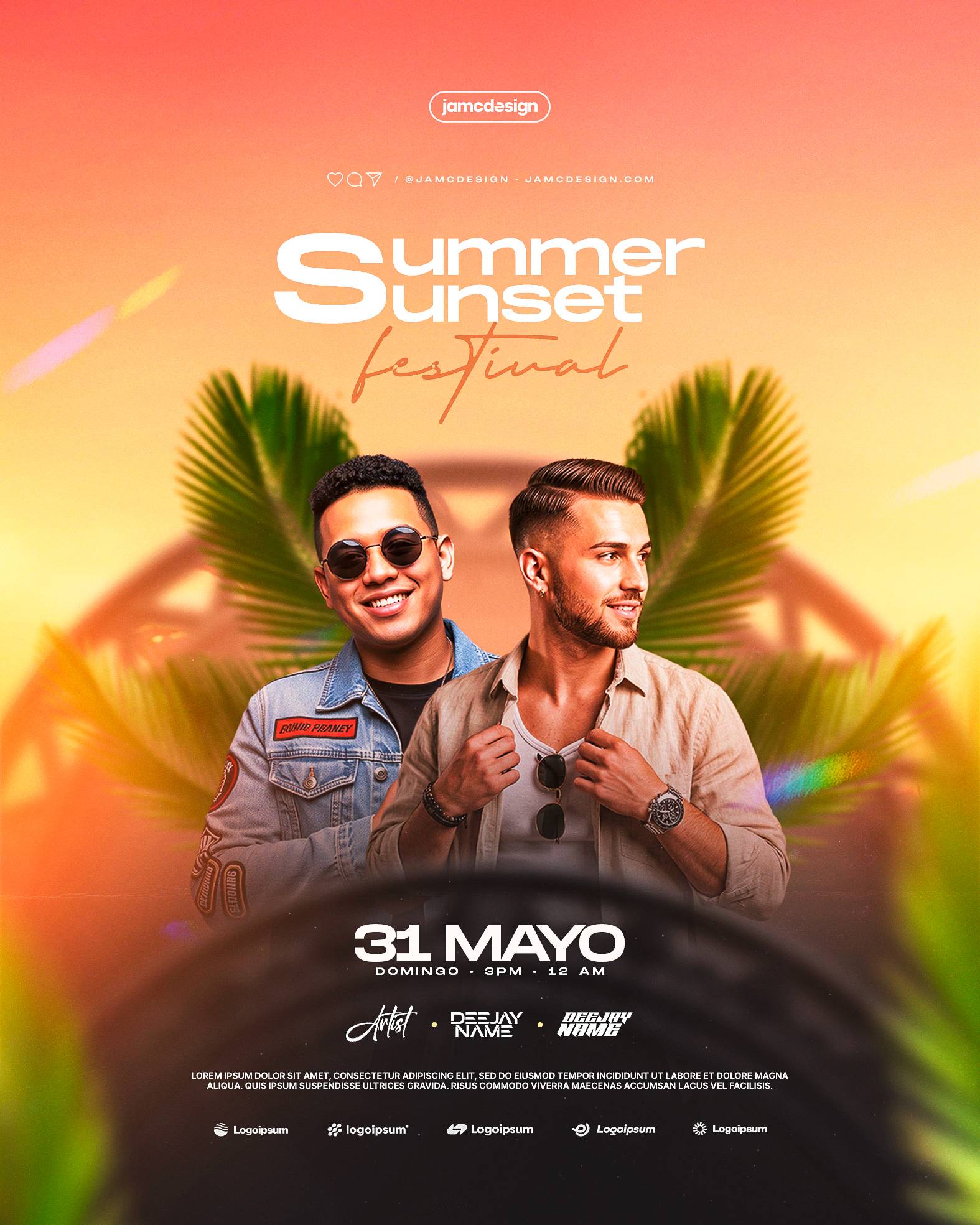 Summer Sunset Flyer Template PSD Editable