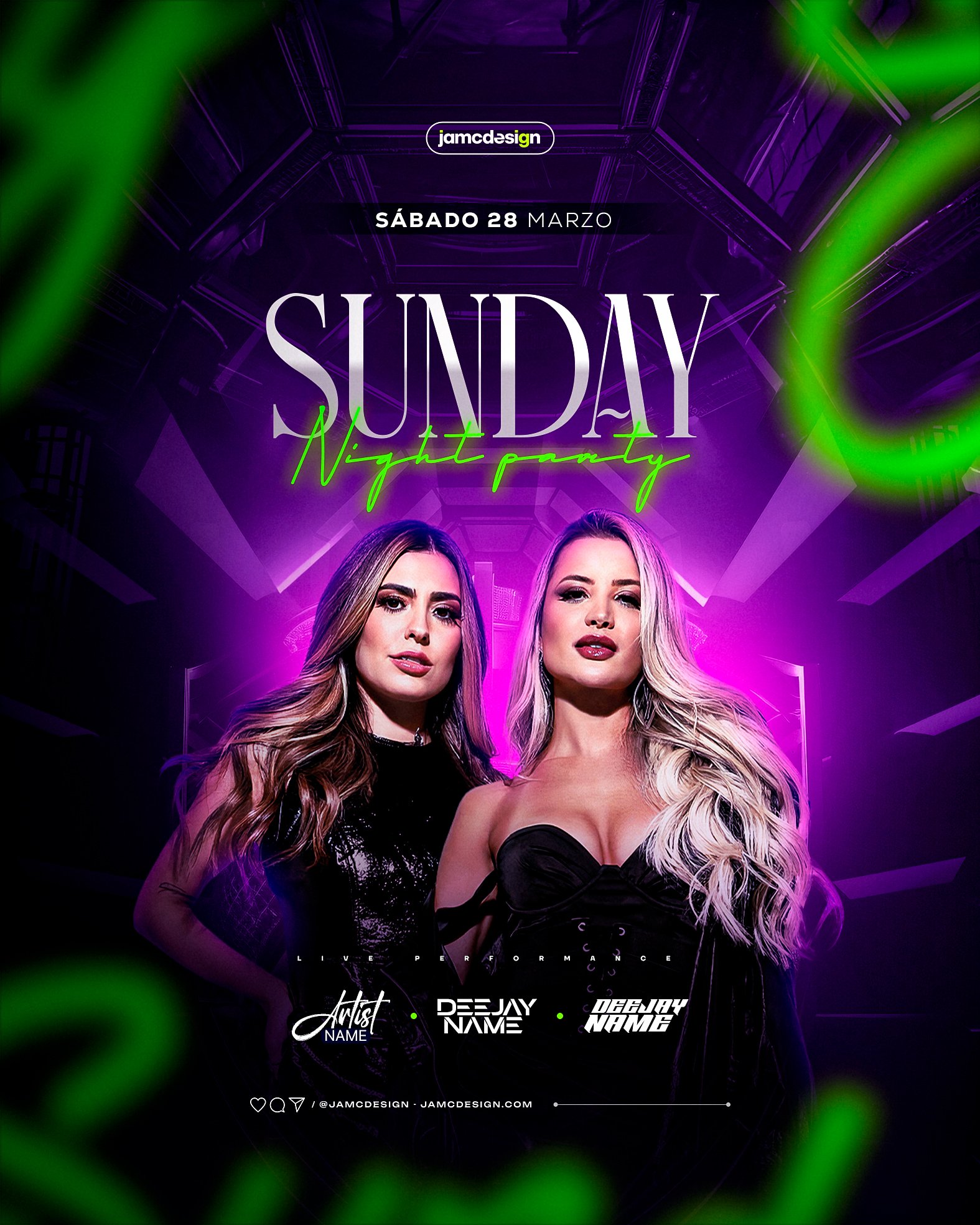 Sunday Party Flyer Template PSD Editable