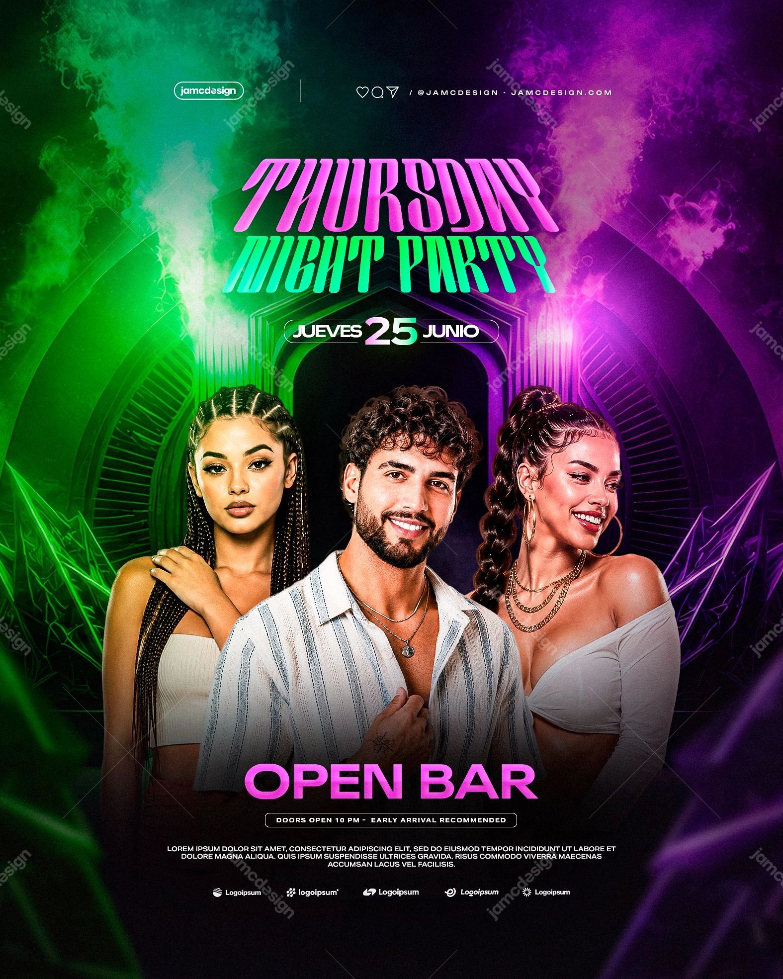 Thursday Night Party Design Flyer Template PSD Editable