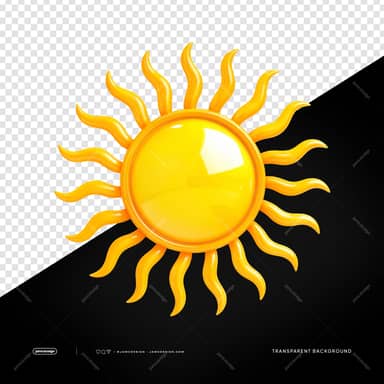 3D Decorative Sun Symbol PNG Transparent Background