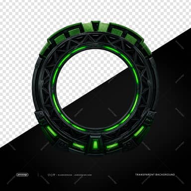 Circular Futuristic Green Neon Portal Frame PNG Transparent
