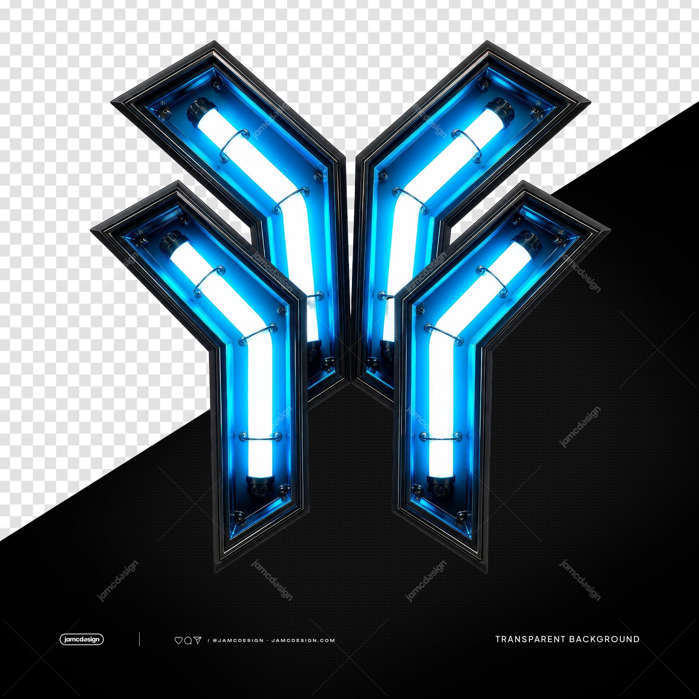 Futuristic Blue LED Neon Lights PNG Transparent Background