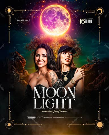 Modelo de Flyer Moonlight Festival PSD Editável