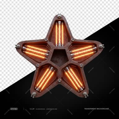 Five Point Orange Led Star Light Metallic Glow Lamp PNG Transparent