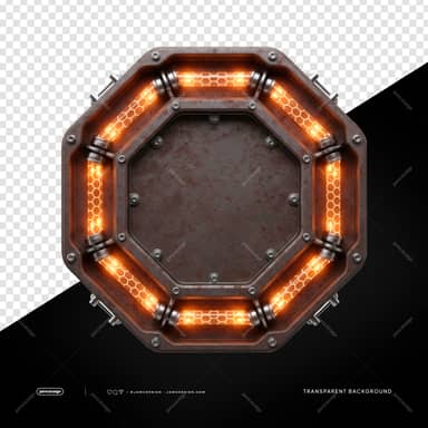 Octagonal Orange Led Glowing Border Frame PNG Transparent