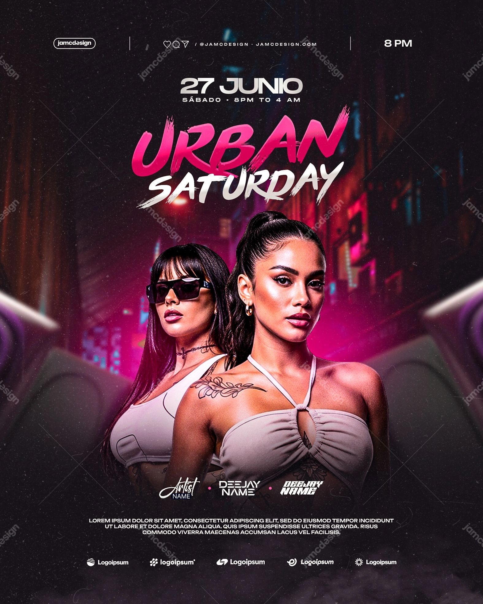 Urban Night Flyer Template PSD Editable