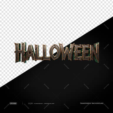 Halloween Spooky 3D Text Gothic Bronze Lettering PNG Transparent