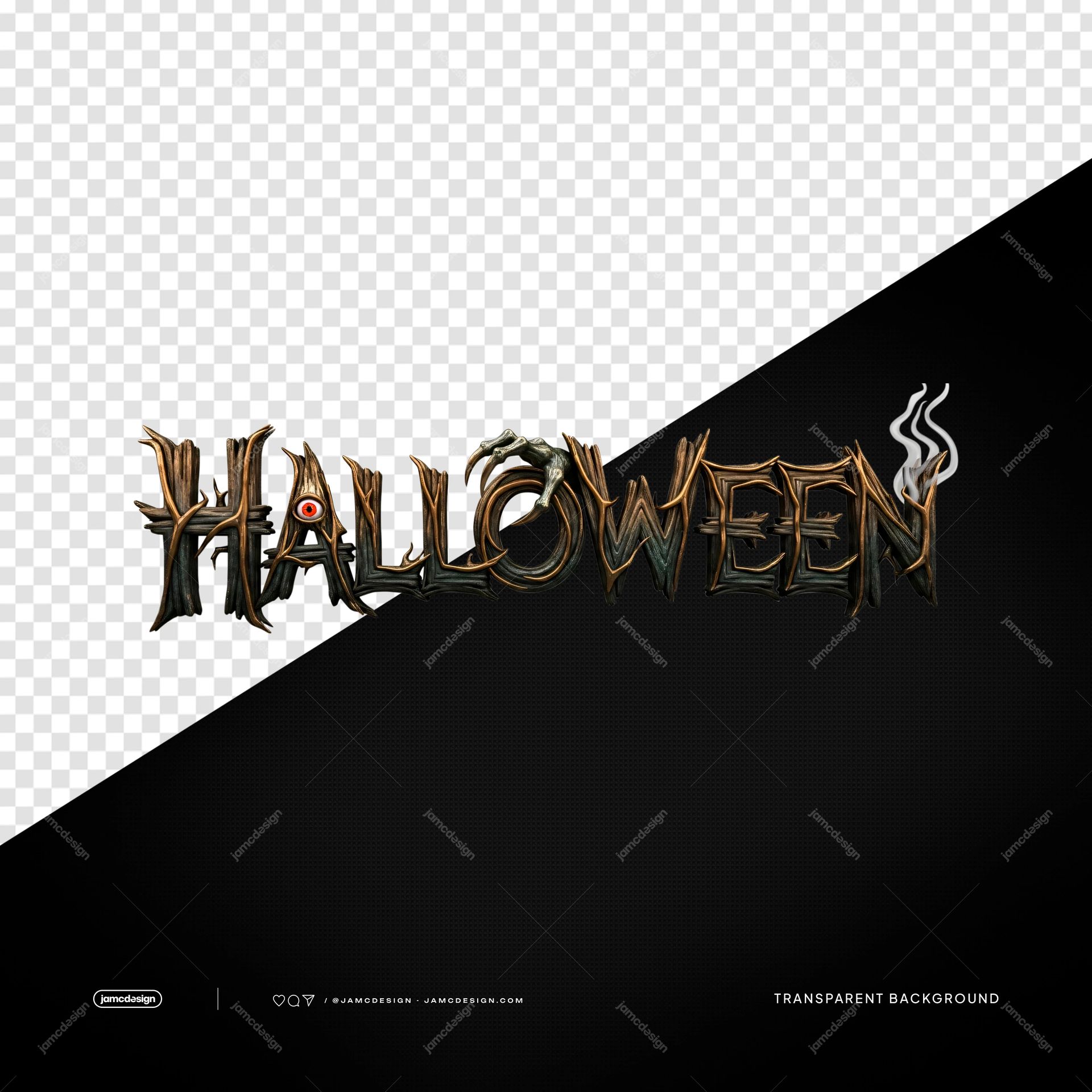 Halloween Distressed Horror Text PNG Transparent. Halloween horror typography supplied as a PNG transparent object