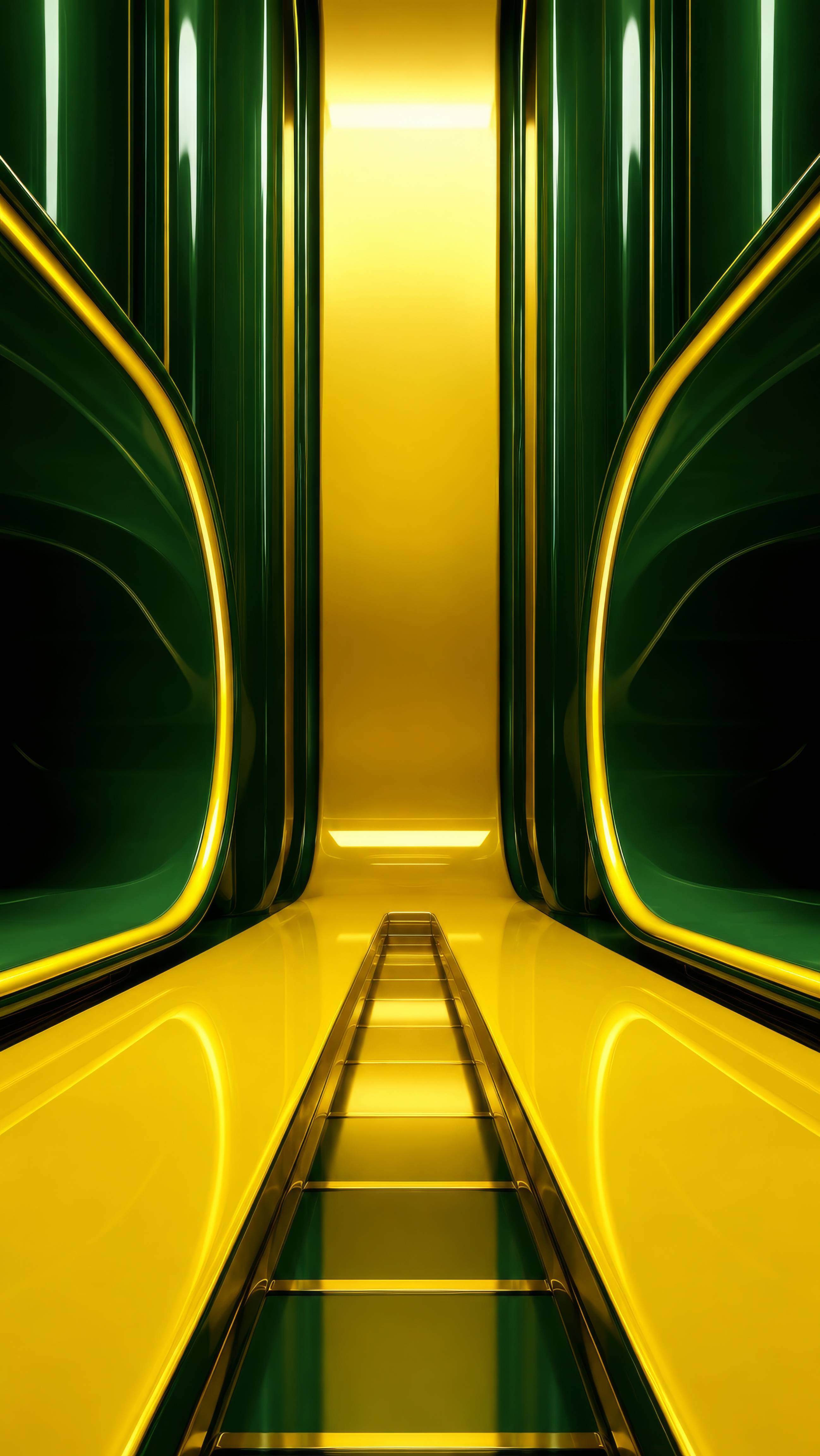 Green and Yellow Sci Fi Corridor Background