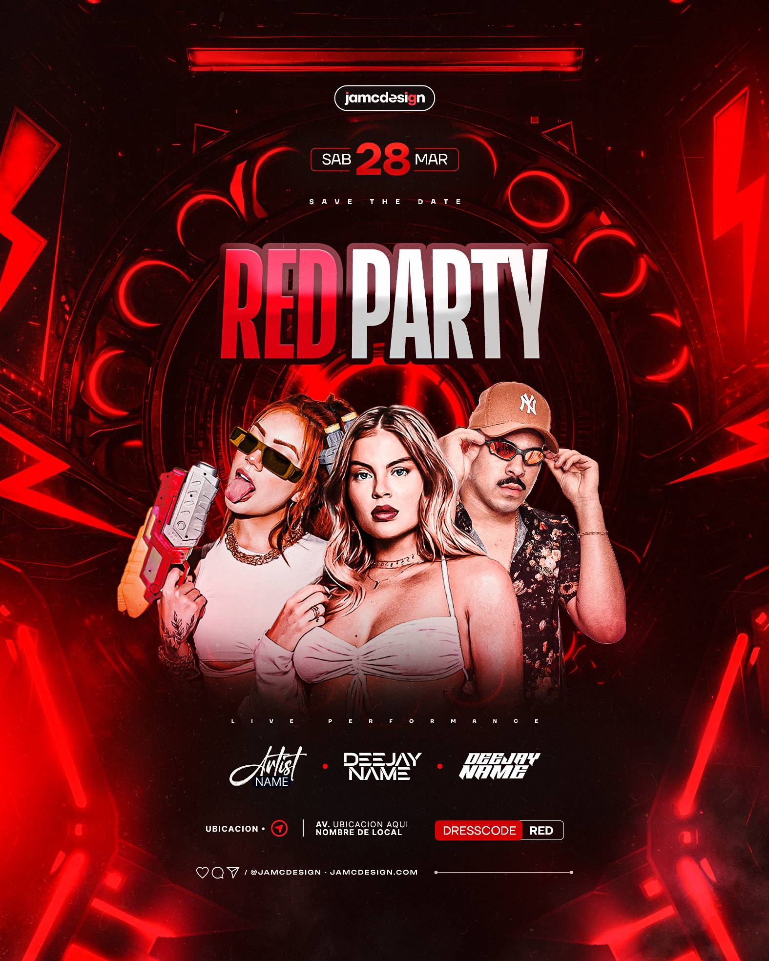Red Party Flyer Template PSD