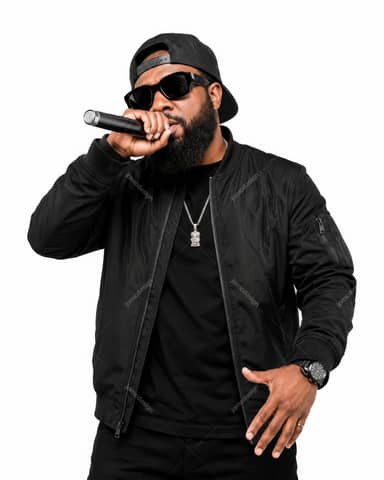Artista Rap com Microfone Fotografia de Estúdio