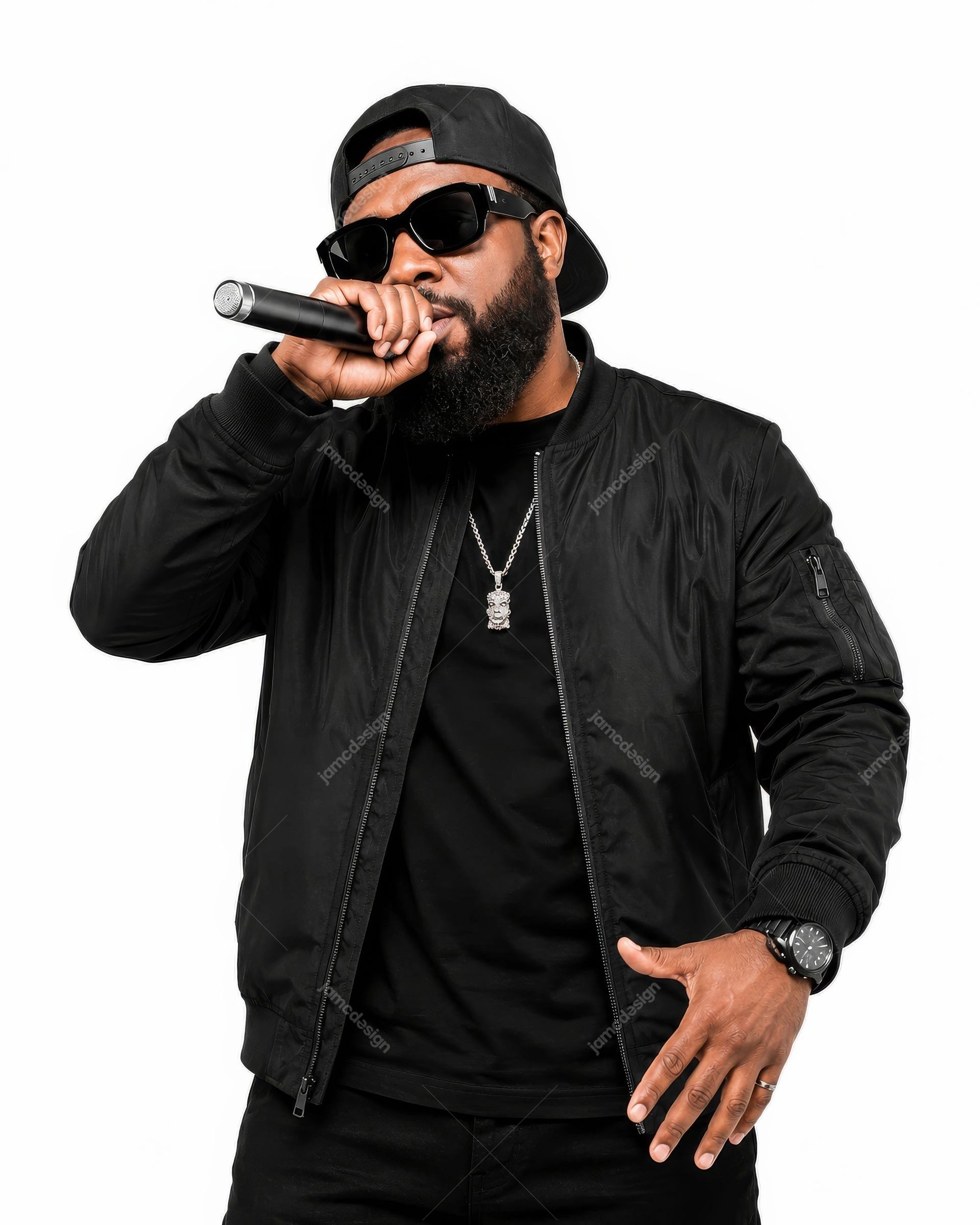 Rap Artist with Microphone Studio Photography