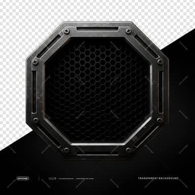 Small Octagonal Metal Grille Black Honeycomb Frame PNG Transparent