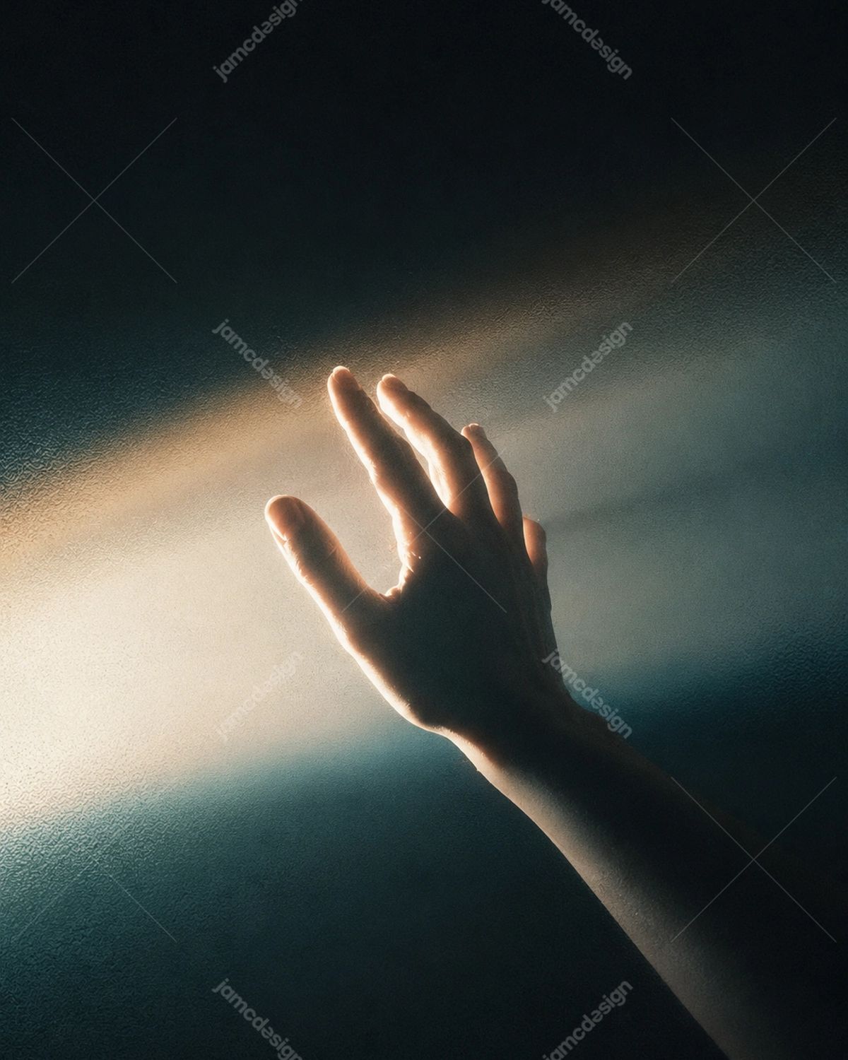 Hand Reaching Toward Light Worship Background