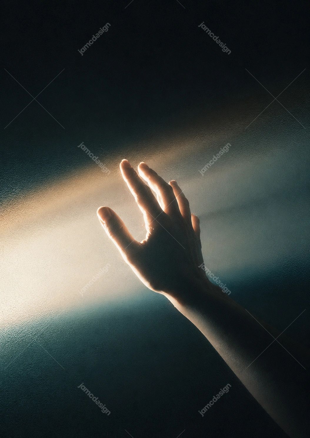 Hand Reaching Toward Light Worship Background