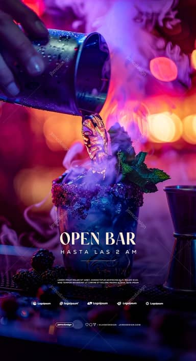 Open Bar Flyer Template PSD Editable