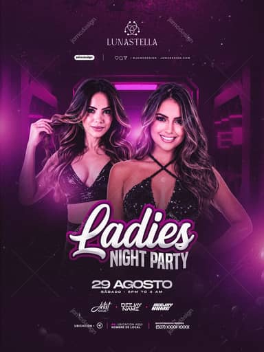 Ladies Night Magenta Woman Portraits Flyer Template PSD