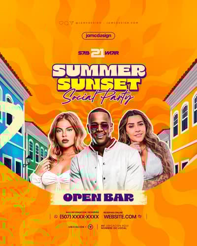 Summer Sunset Flyer Template PSD
