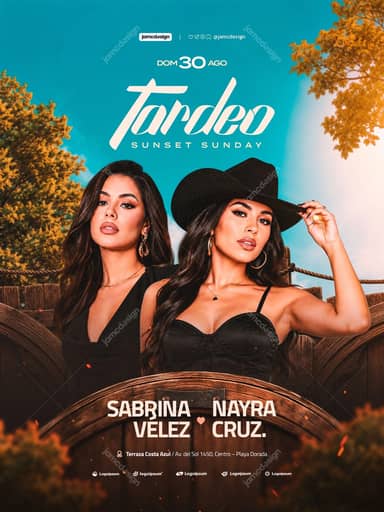 Tardeo Sunset Sunday Golden Woman Portrait Flyer PSD
