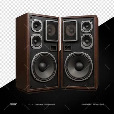 Vintage Wooden Hi Fi Speaker Pair PNG Transparent