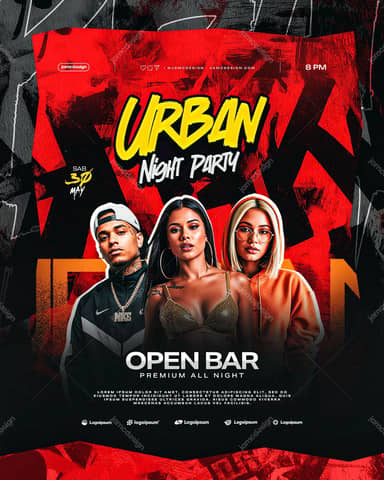 Modelo de Flyer Festa Urbana Noturna PSD Editável