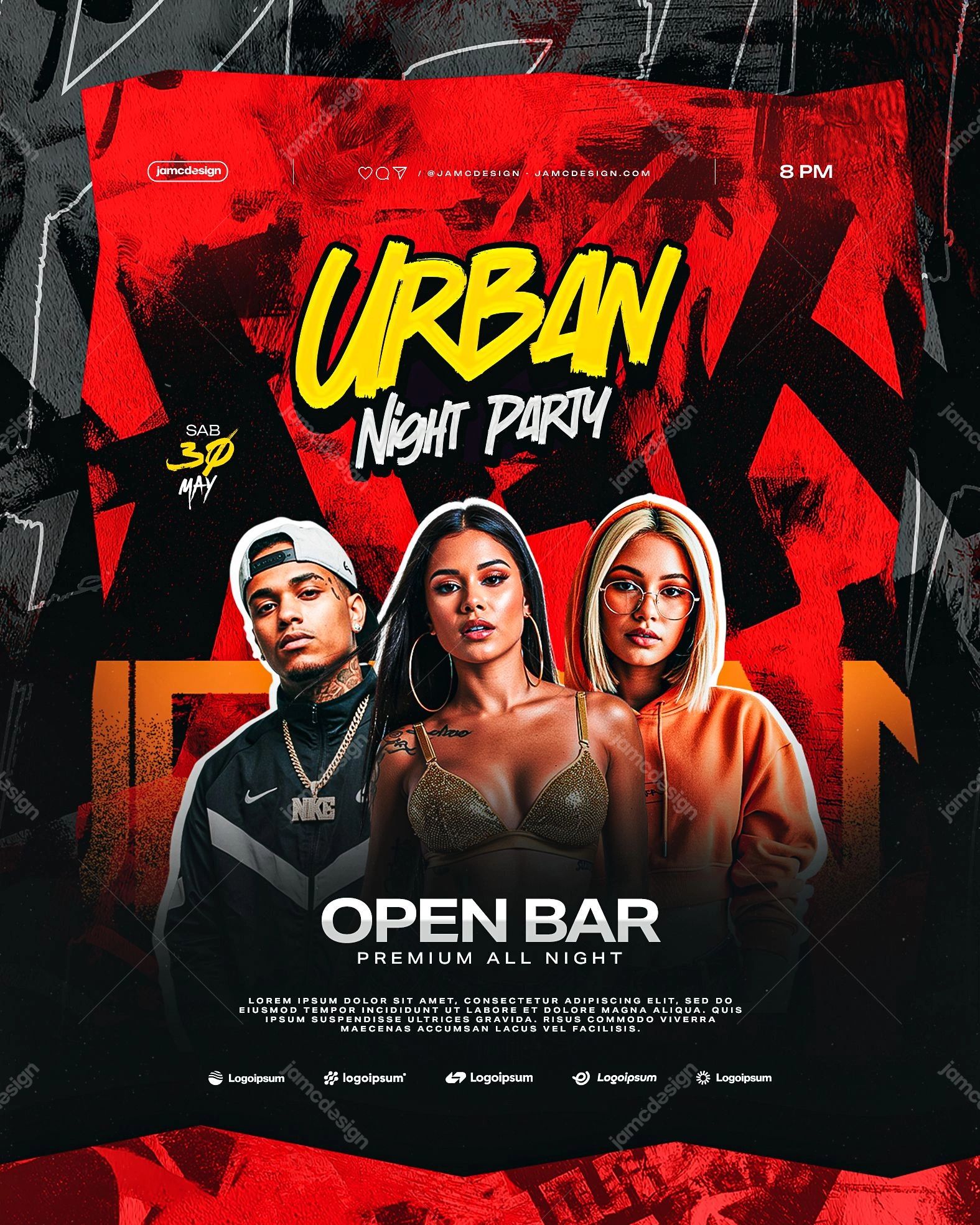 Urban Night Flyer Template PSD Editable