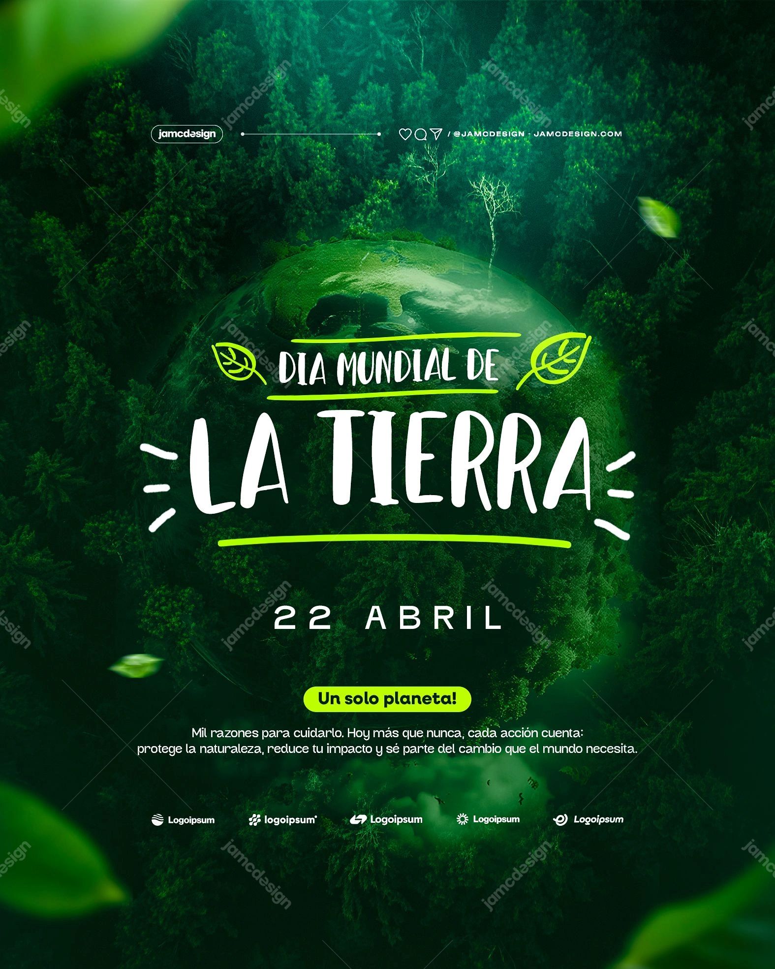 Dia Mundial De La Tierra Flyer Template PSD Editable
