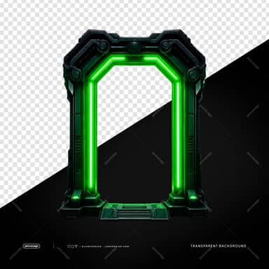 Futuristic Green Neon Arch Portal Frame PNG Transparent