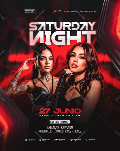 Modelo de Flyer Festa de Sábado À Noite PSD Editável