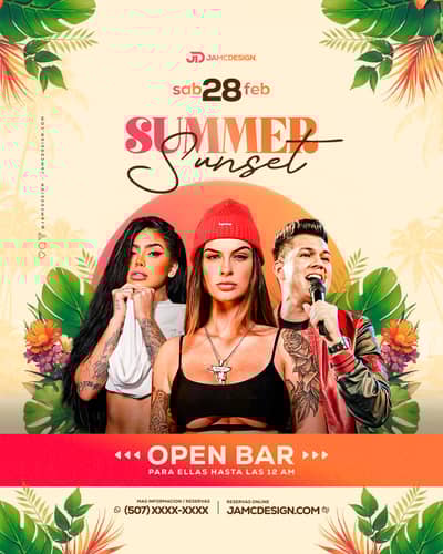 Summer Sunset Flyer Template PSD