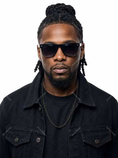 Black Streetwear Male Artist With Sunglasses Studio Portrait