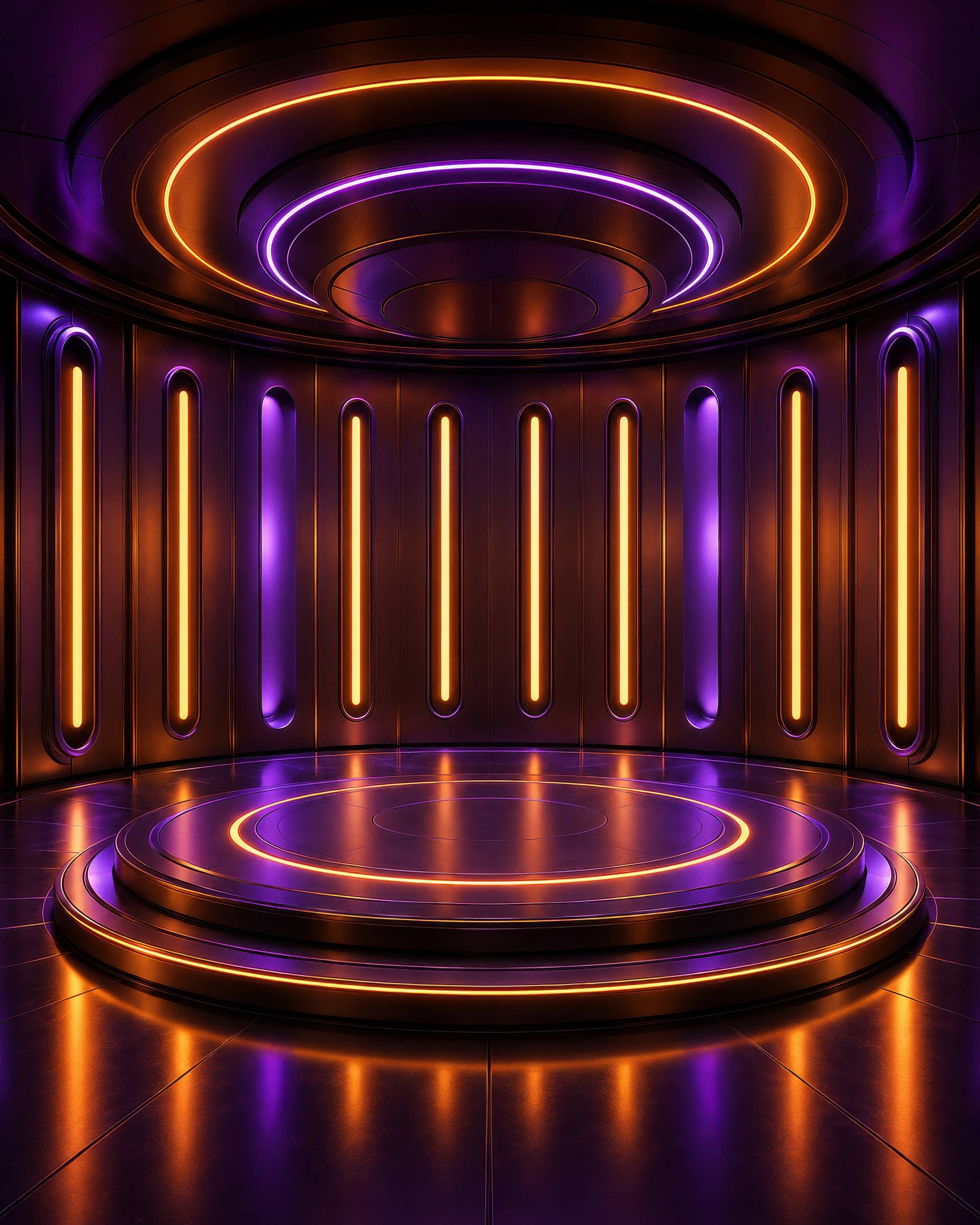 Luxury Gold Purple Futuristic Circular Stage Background