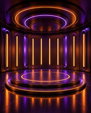 Luxury Gold Purple Futuristic Circular Stage Background